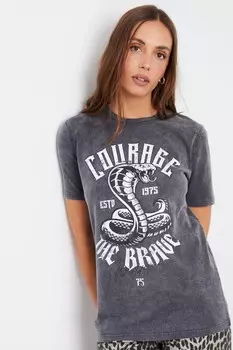 Футболка с графическим принтом и хлопковой полосой, выстиранная кислотой Threadbare, серый