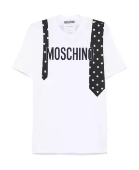 Футболка с графическим принтом и круглым вырезом Moschino, белый