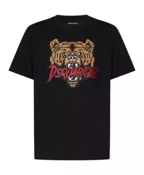Футболка с графическим принтом, классная посадка Dsquared2, черный