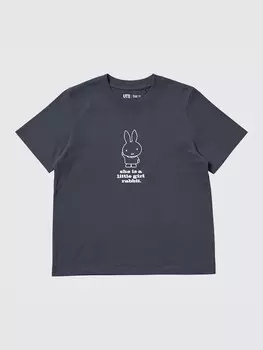 Футболка с графическим принтом miffy ut Uniqlo, цвет 08 серый