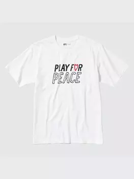 Футболка с графическим принтом «Мир всем» Uniqlo, цвет 00 белый