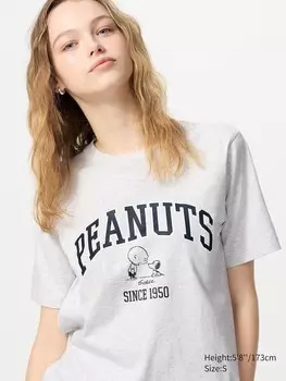 Футболка с графическим принтом Peanuts ut Uniqlo, цвет 03 серый