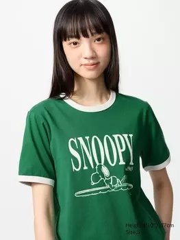 Футболка с графическим принтом Peanuts ut Uniqlo, цвет 55 зеленый