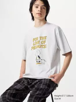 Футболка с графическим принтом Peanuts ut Uniqlo, цвет 03 серый