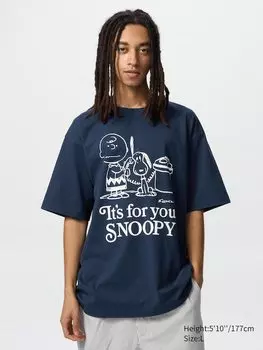 Футболка с графическим принтом Peanuts ut Uniqlo, синий