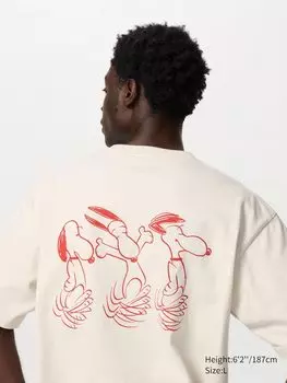 Футболка с графическим принтом Peanuts ut Uniqlo, белый