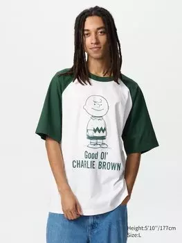 Футболка с графическим принтом Peanuts ut Uniqlo, зеленый