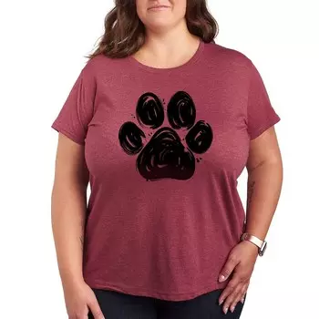 Футболка с графическим принтом Plush Brushstroke Paw Licensed Character, цвет Heather Dark Red