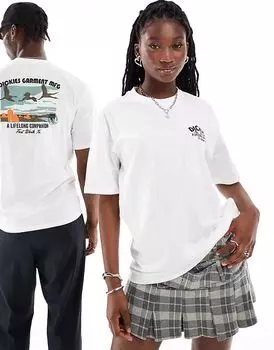 Футболка с графическим принтом птицы на спине белого цвета Dickies