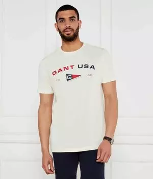 Футболка с графическим принтом Regular fit Gant, бежевый