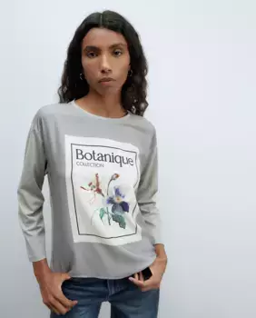 Футболка с графическим принтом Sfera, светло-серый