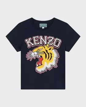 Футболка с графическим принтом тигра для мальчиков Kenzo, цвет Blue