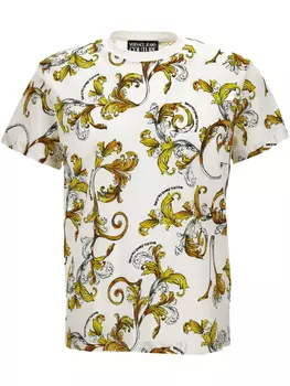 Футболка с графическим принтом Versace Jeans Couture по всей поверхности, белый