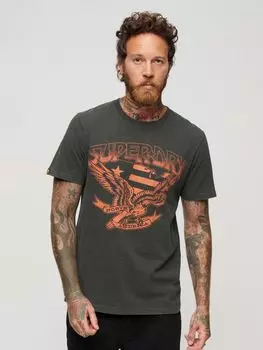 Футболка с графическим ремешком Superdry 70s Lo-Fi, вымытый черный Slub