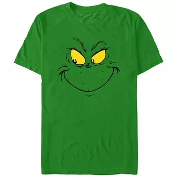 Футболка с графическим рисунком Big & Tall Dr. Seuss Grinch Naughty Face Licensed Character, цвет Kelly