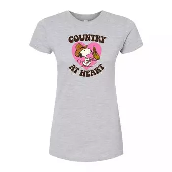 Футболка с графическим рисунком «Country At Heart» для детей Junior's Peanuts Licensed Character, серый
