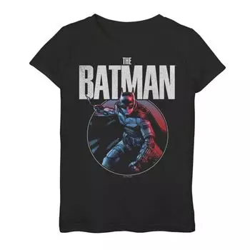 Футболка с графическим рисунком DC Comics The Batman Distress Hero Circle для девочек 7–16 лет Licensed Character