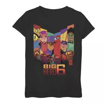 Футболка с графическим рисунком Disney's Big Hero 6: The Series для девочек 7–16 лет с панелями персонажей Disney