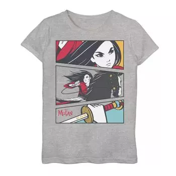 Футболка с графическим рисунком Disney's Mulan Girls 7–16 Live Action Mulan Comic Action Panels Disney