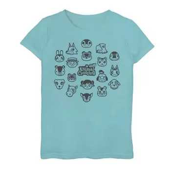 Футболка с графическим рисунком для девочек 7–16 лет Animal Crossing New Horizons Group Shot Villagers Licensed Character