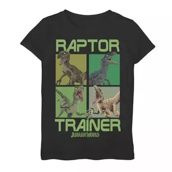 Футболка с графическим рисунком для девочек 7–16 лет Jurassic World Raptor Trainer Dino Boxes Licensed Character