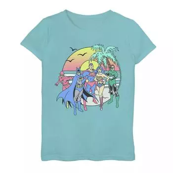 Футболка с графическим рисунком для девочек 7–16 лет «Лига справедливости DC Surf Group» DC Comics