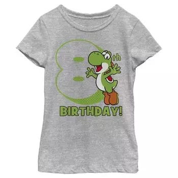 Футболка с графическим рисунком для девочек 7–16 лет, Nintendo Super Mario Yoshi, на 8-й день рождения Licensed Character