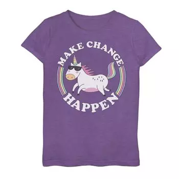 Футболка с графическим рисунком для девочек 7–16 лет «Unicorn Shades and Rainbows Change Happen» Licensed Character