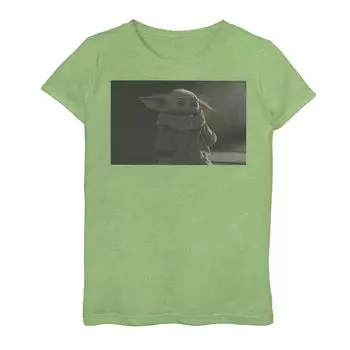 Футболка с графическим рисунком для девочек 7–16 лет, «Звездные войны», «Мандалорец», «Ребенок», он же «Малышка Йода», «Грустный портрет» Star Wars