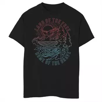 Футболка с графическим рисунком для мальчиков 8–20 лет Americana Land Of The Free Home Of The Brave Scenic Licensed Character
