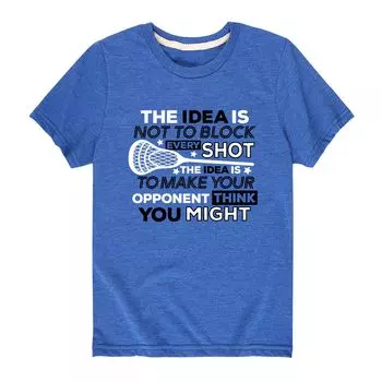 Футболка с графическим рисунком для мальчиков 8–20 лет для лакросса Block Every Shot Licensed Character, синий