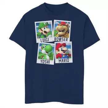 Футболка с графическим рисунком для мальчиков 8–20 лет Husky Super Mario Cast Polaroid Pictures Licensed Character