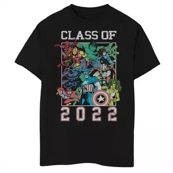 Футболка с графическим рисунком для мальчиков 8–20 лет, класс 2022 года, комиксы Marvel в стиле ретро, групповой портрет супергероя Marvel