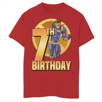 Футболка с графическим рисунком для мальчиков 8–20 лет, Marvel X-Men Cyclops Action Pose, 7-й день рождения Marvel, красный