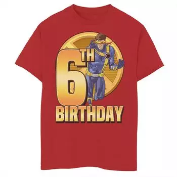 Футболка с графическим рисунком для мальчиков 8–20 лет, Marvel X-Men Cyclops Action Pose, на 6-й день рождения Marvel, красный