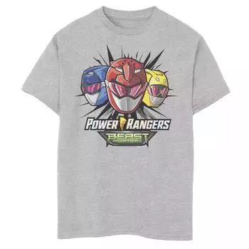Футболка с графическим рисунком для мальчиков 8–20 лет, шлемы Power Rangers Beast Morphers Licensed Character