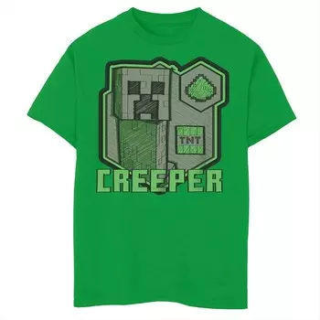 Футболка с графическим рисунком для ноутбука Minecraft Creeper для мальчиков Licensed Character, цвет Kelly