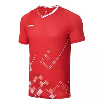 Футболка с графическим рисунком для соревнований по бадминтону Li-Ning, красный