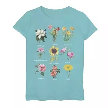 Футболка с графическим рисунком Fifth Sun Botanic Flower Chart для девочек 7–16 лет Unbranded