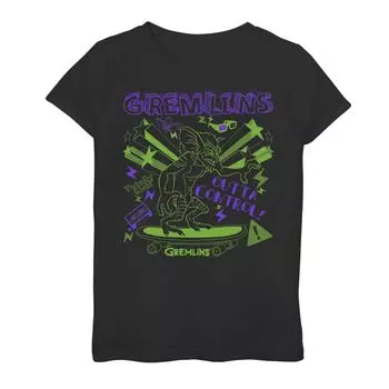 Футболка с графическим рисунком Gremlins Outta Control для девочек 7–16 лет, скейтборд, с линейной графикой Licensed Character
