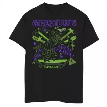 Футболка с графическим рисунком Gremlins Outta Control для мальчиков 8–20 лет, скейтборд, с линейной графикой Licensed Character
