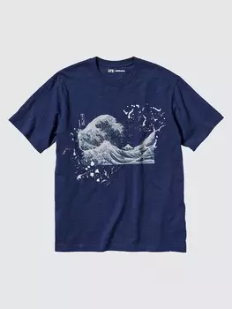 Футболка с графическим рисунком hokusai art of water ut Uniqlo, синий