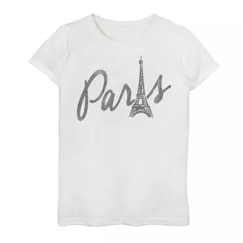 Футболка с графическим рисунком и логотипом для девочек 7–16 лет Paris Text Eiffel Tower Licensed Character