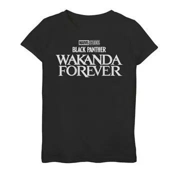 Футболка с графическим рисунком и логотипом фильма Marvel Wakanda Forever White для девочек 7–16 лет Licensed Character