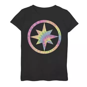 Футболка с графическим рисунком и логотипом Marvel Captain Marvel Tie Dye для девочек 7–16 лет Marvel