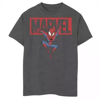 Футболка с графическим рисунком и логотипом Marvel Spider-Man для мальчиков 8–20 лет в стиле чиби Action Pose Marvel