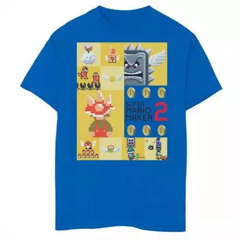 Футболка с графическим рисунком и логотипом Nintendo Super Mario Maker 2 для мальчиков 8–20 лет Licensed Character