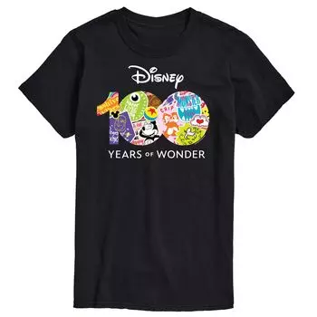 Футболка с графическим рисунком и наклейками с логотипом Disney's Big & Tall 100 Years, Black Licensed Character, черный
