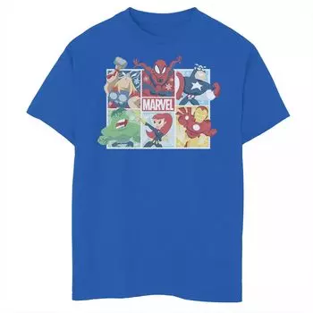 Футболка с графическим рисунком и панелями из мультфильмов и комиксов Marvel для мальчиков 8–20 лет Marvel