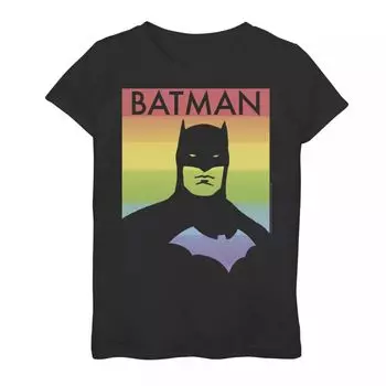 Футболка с графическим рисунком и плакатом DC Comics для девочек 7–16 лет «Гордость Бэтмена и радуги» DC Comics